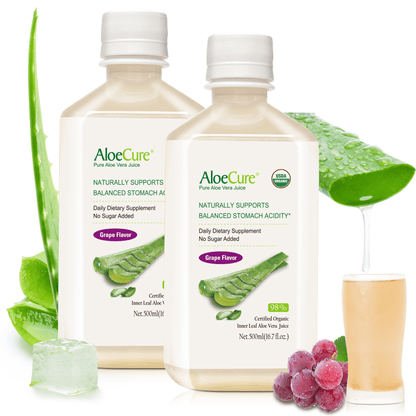 Pure Aloe Vera Juice Grape Flavor - USDA Certified Organic