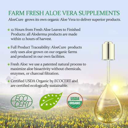 Pure Aloe Vera Juice Natural Flavor - USDA Certified Organic