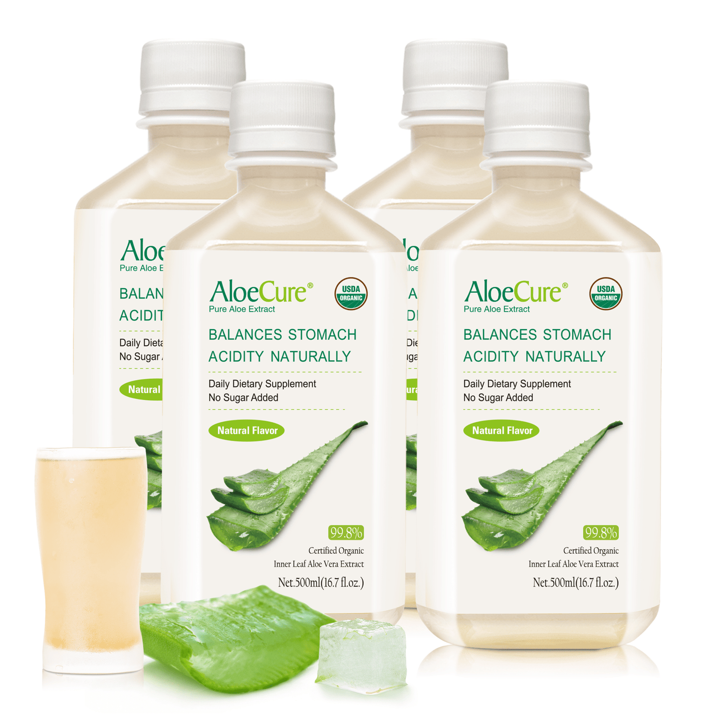 Pure Aloe Vera Juice Natural Flavor - USDA Certified Organic