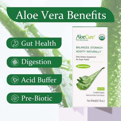 Pure Aloe Vera Juice Natural Flavor - USDA Certified Organic